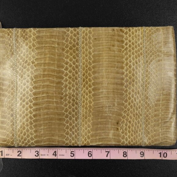 🐍 Giani Bernini Genuine Snake Leather Clutch – Neutral Taupe - Picture 2 of 7